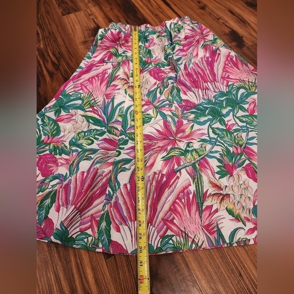 Vtg Pykettes Hawaiian Floral Bird Midi Skirt with Pockets - Picture 10 of 11